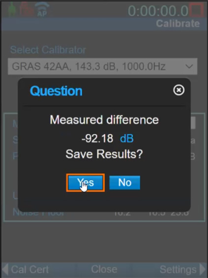 Save results screen.