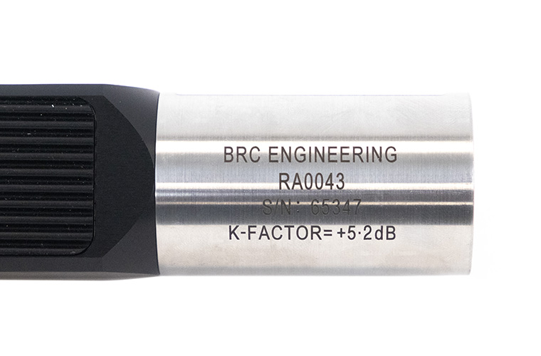 Close up of hydrophone adapter with k factor as 5.2 dB